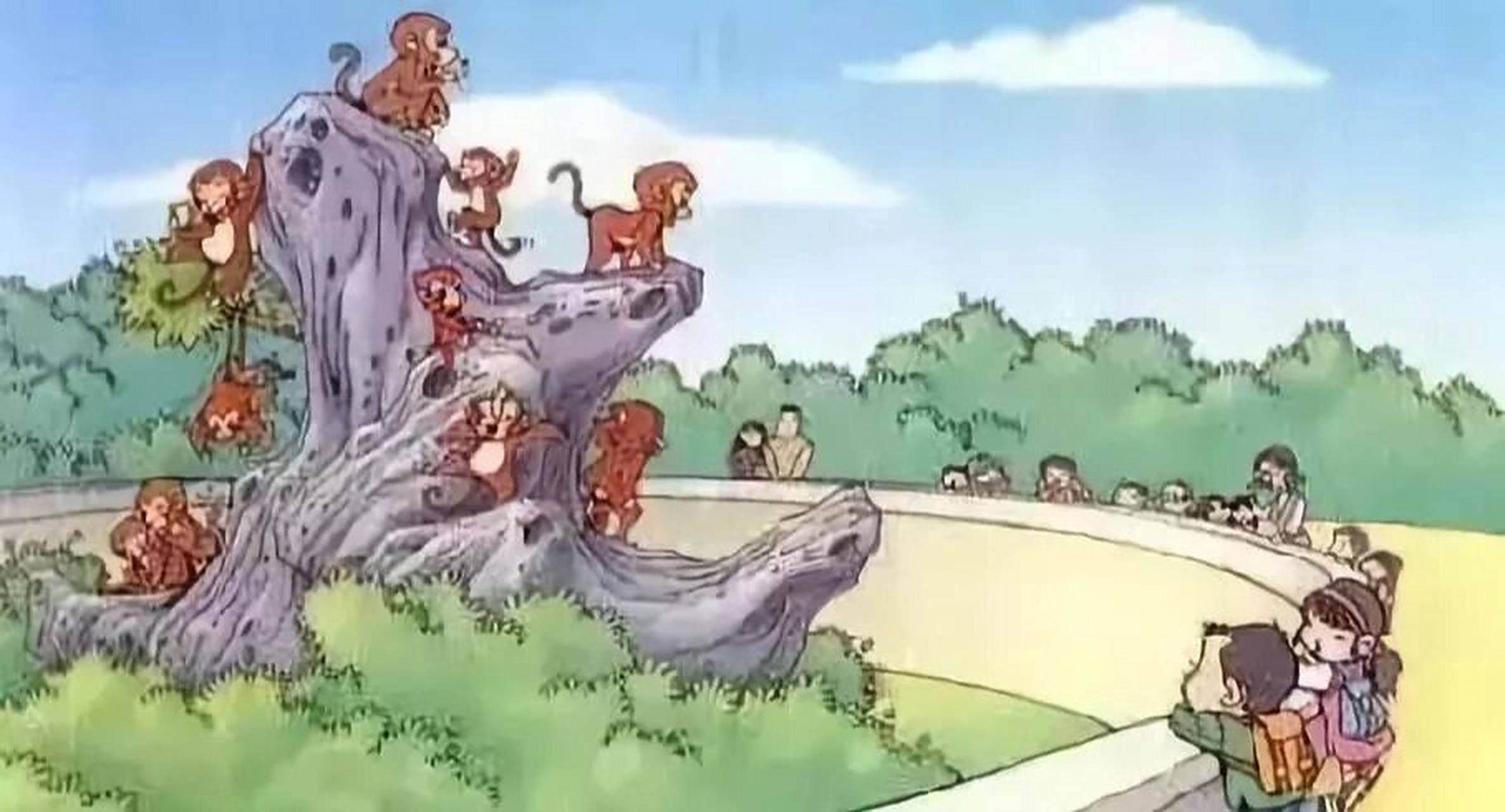 看图写话 去动物园观猴 一个秋高气爽的星期二,老师带领同学们去动物