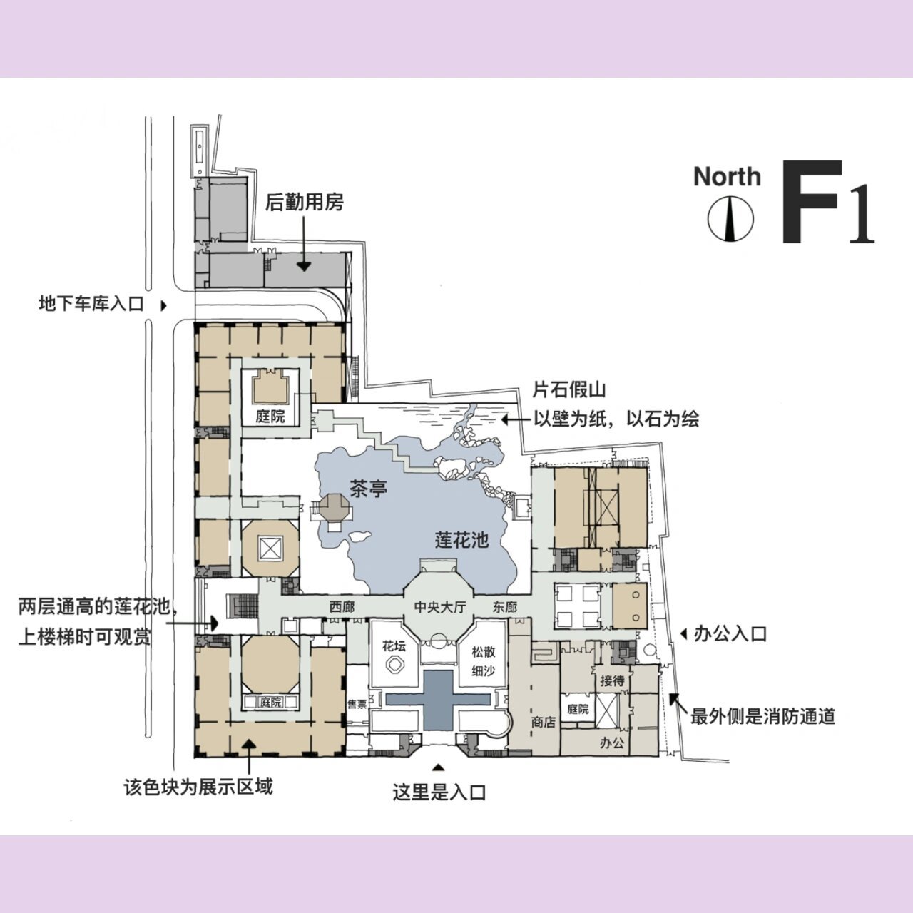 4 苏州博物馆 |02分析图 苏州博物馆东北向毗邻拙政园,东侧紧靠太平