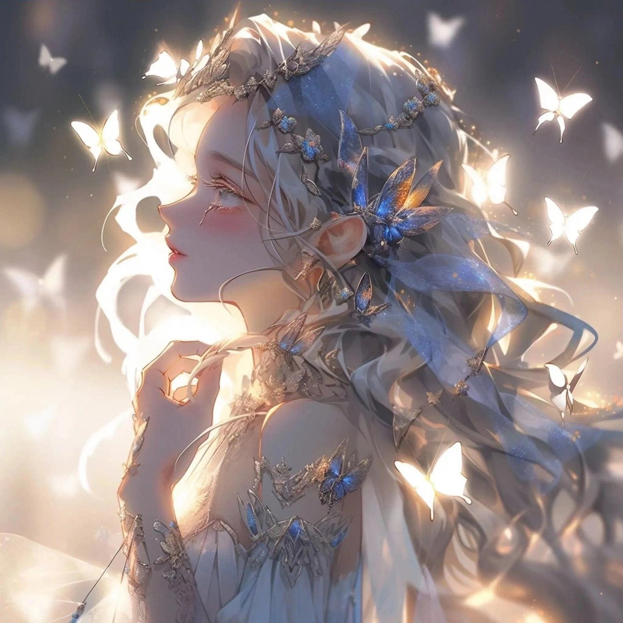 精灵系列41566|光影|女生头像 密林中奔跑的小精灵, 喃喃细语说些