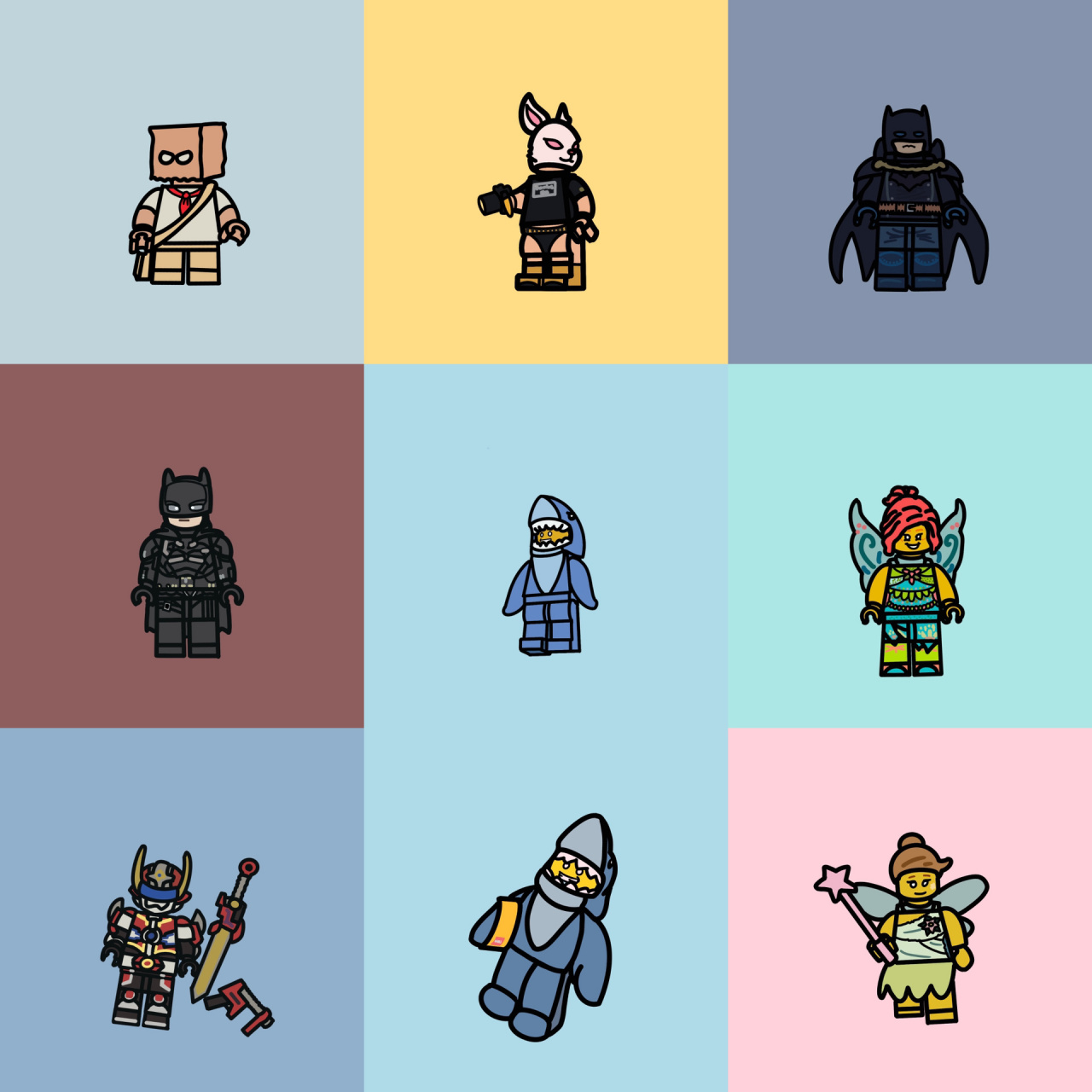 45张乐高小人作品 近期画的全部乐高人仔作品 寒假工上班上的有点累