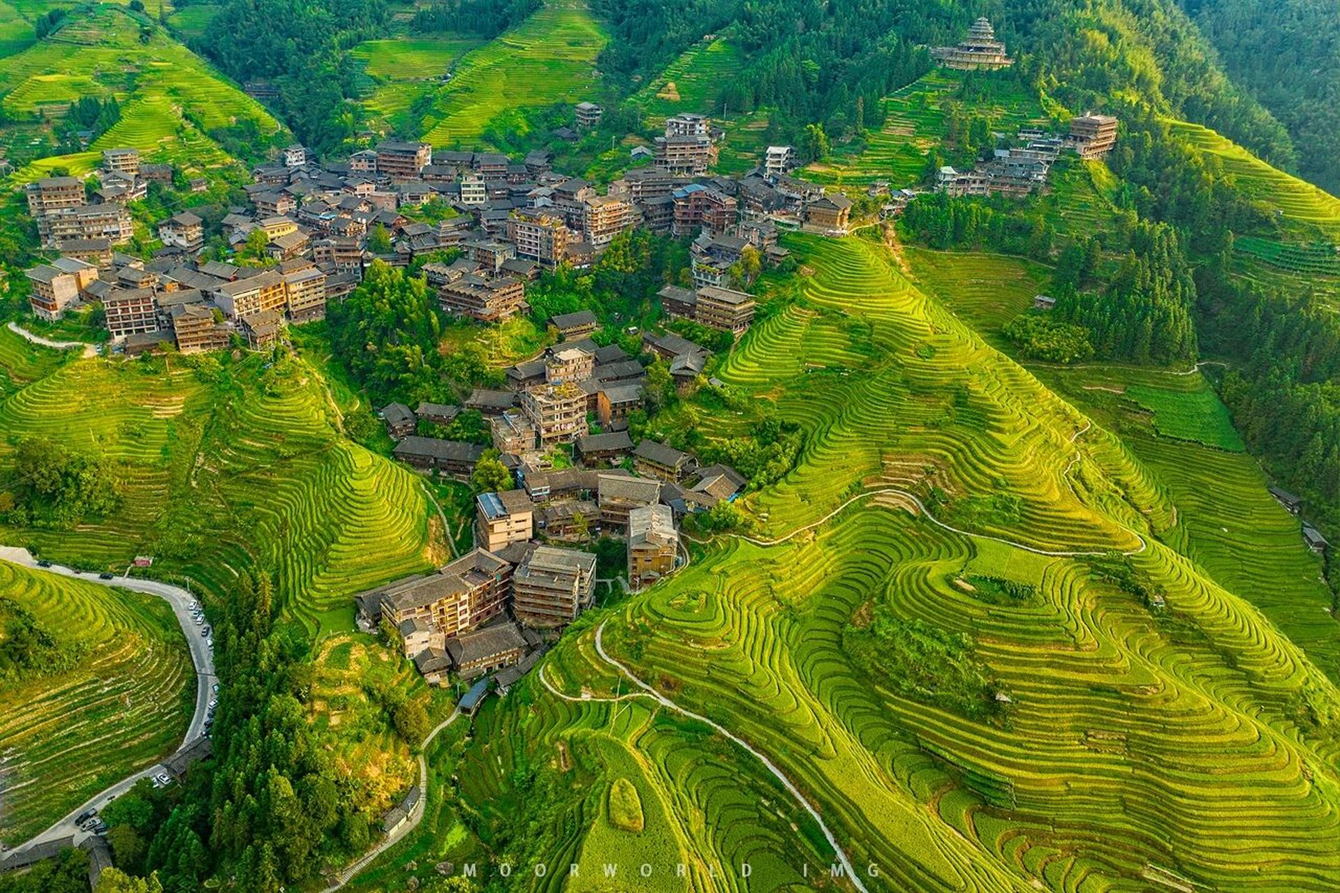 龙脊梯田平安寨—盛夏深处的绝世梯田就是这 从夕阳斜去,到天色渐暗