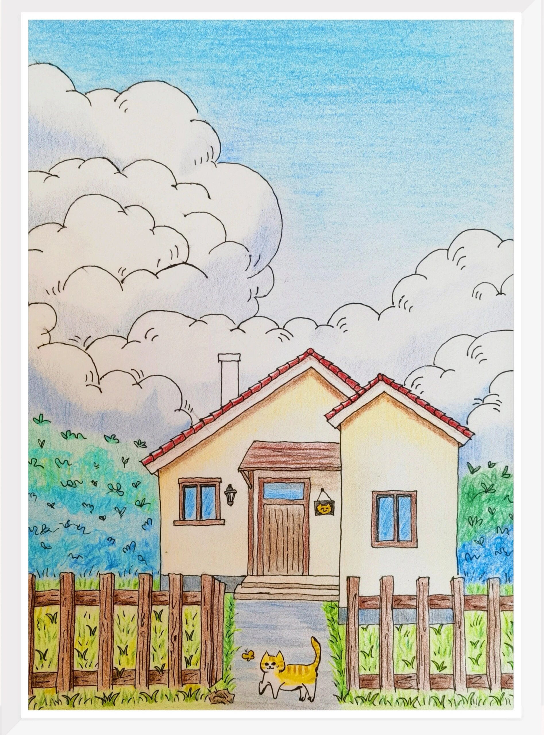 彩铅画 | 简单手绘理想乡村小别野
