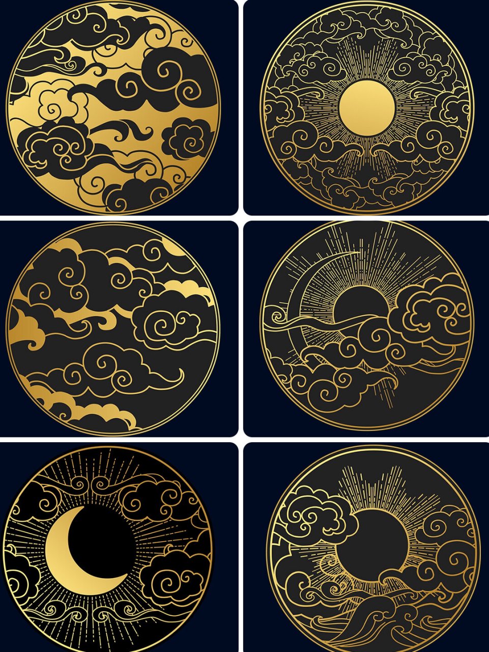 烫金鎏金祥云97日月黑金图案97png免扣素材 97今天给大家带来一