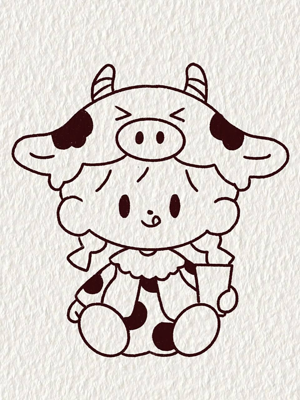 卓大王牛奶版/简笔画教程 又是可可爱爱的卓大王 喝牛奶的样子简直不