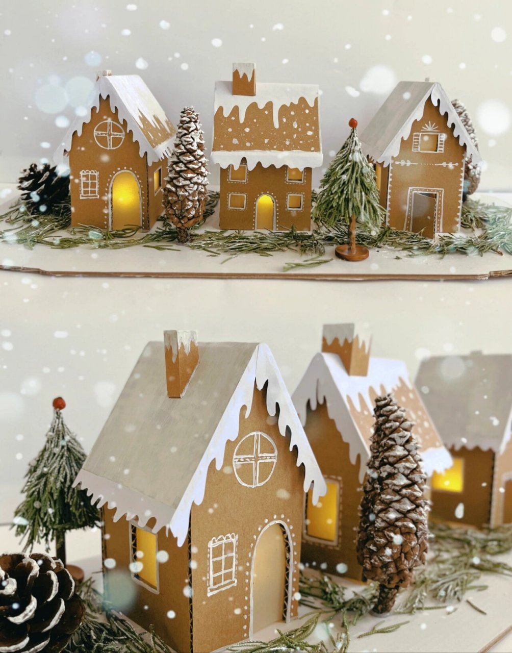 手工摆件丨纸箱创意屋丨纸板变身冬日小雪屋 🏠 上周的"冬日小屋"很