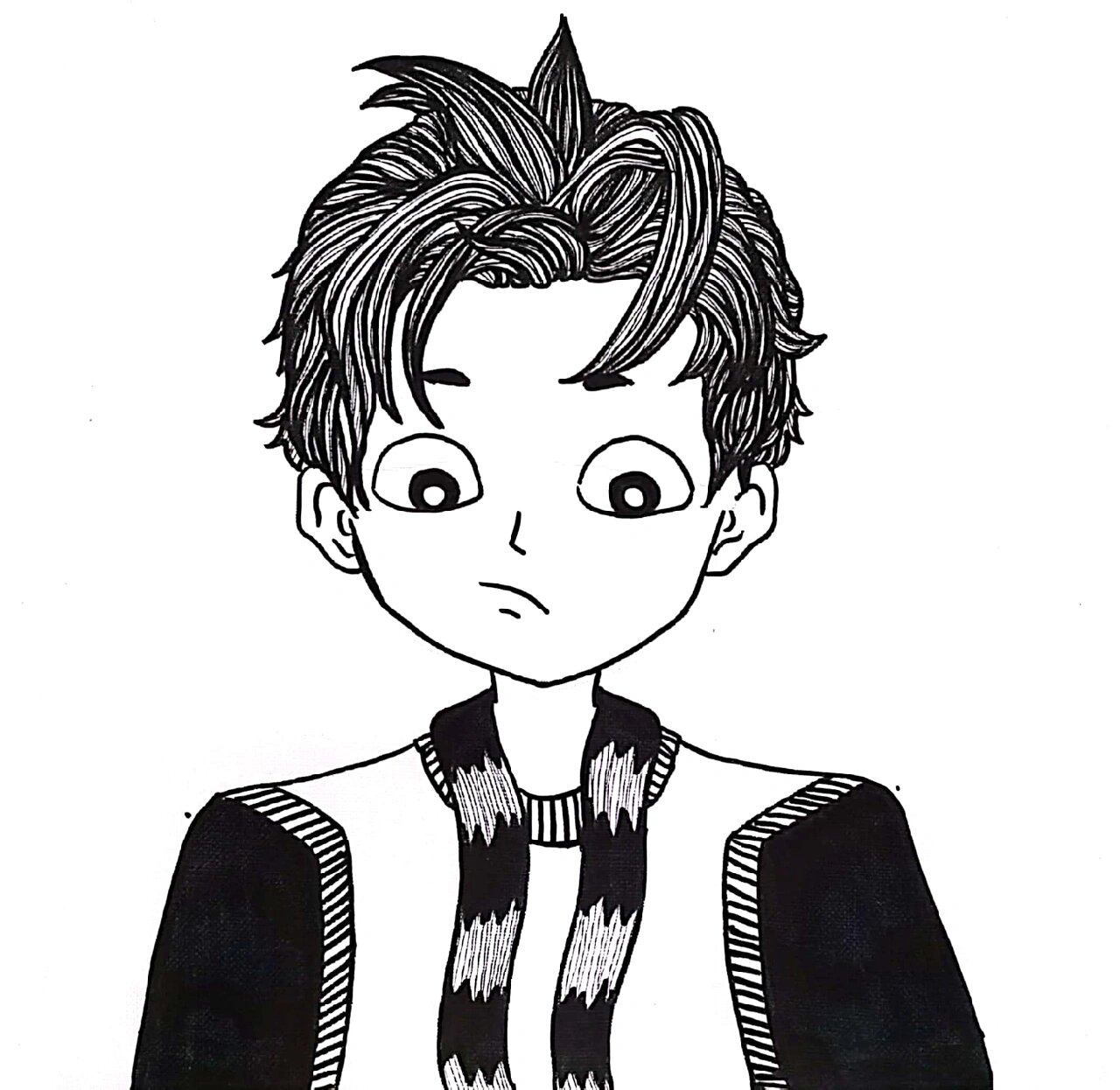 临摹/人物练习(男)黑白卡通人物线描