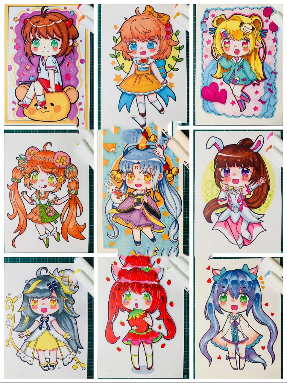 卡素材3661516615】q版主题女生动漫 99更新临摹卡来自78