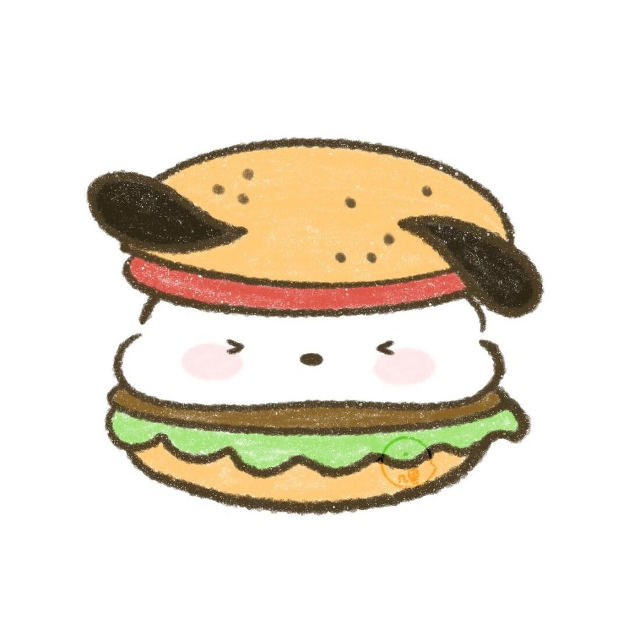 简笔画头像|【小帕汉堡】(附过程) #画画的日常# #帕恰狗# #三丽欧