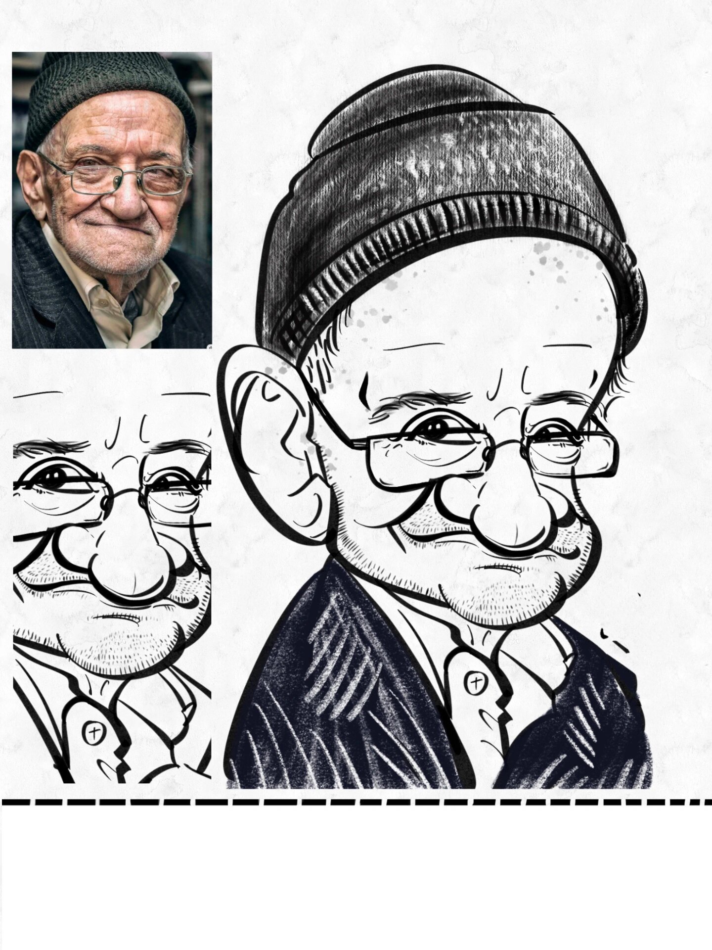 2张原创人物夸张肖像漫画似颜绘 (左滑看