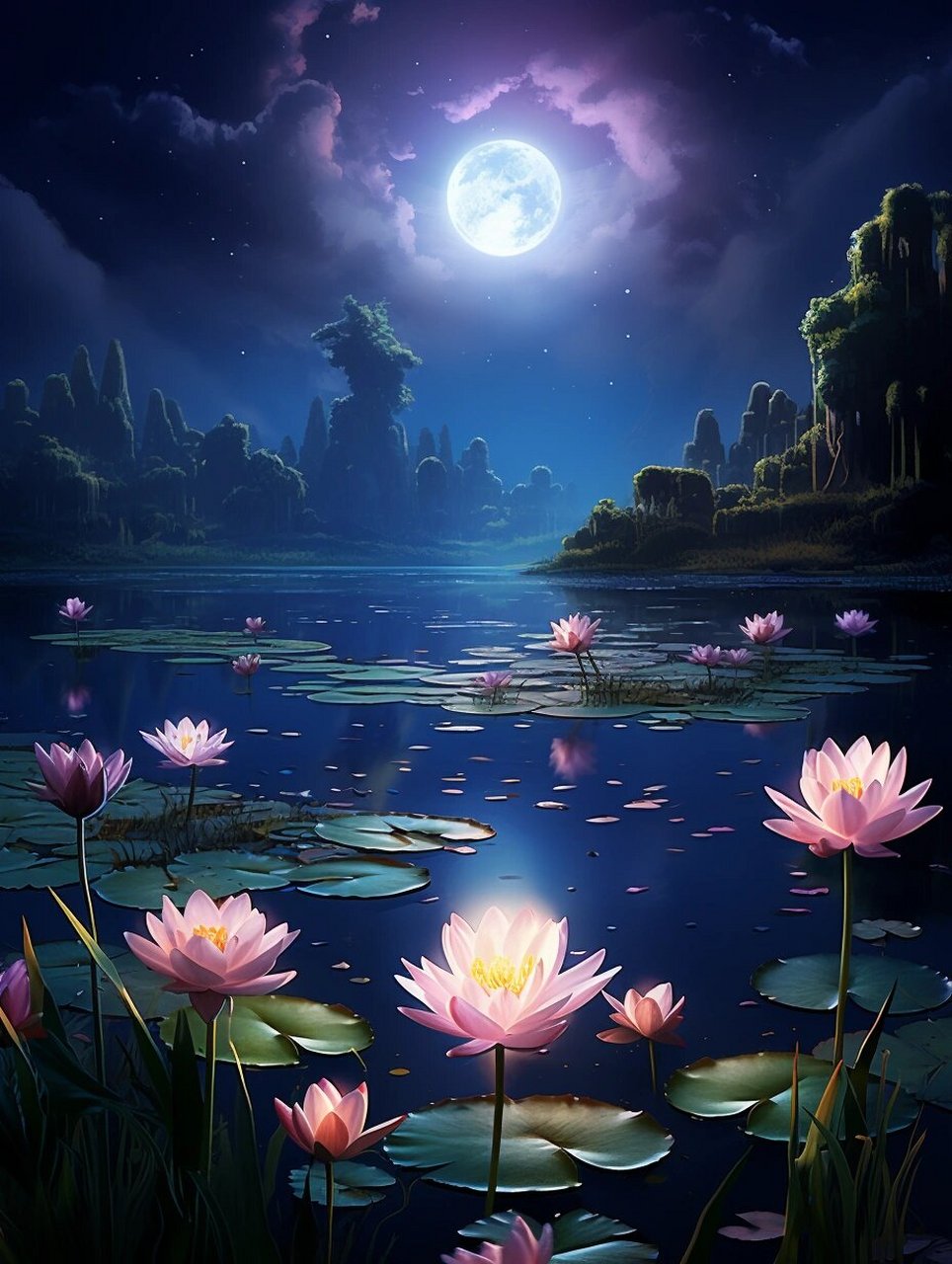 蓝的莲花,即是蓝莲花 蓝莲花开在雪山,所以现在凉爽而且寒冷