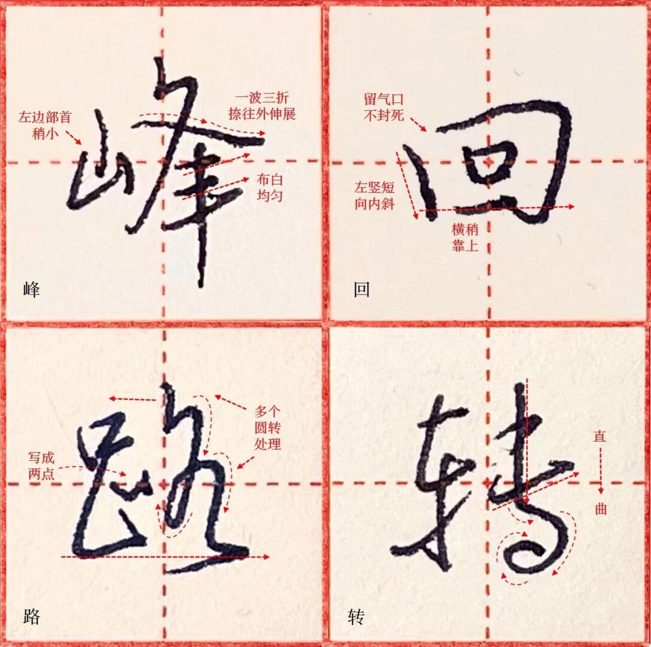 峰回路转 | 日常书写提升 #硬笔舞动之美# #日常书写提升# #硬笔书法