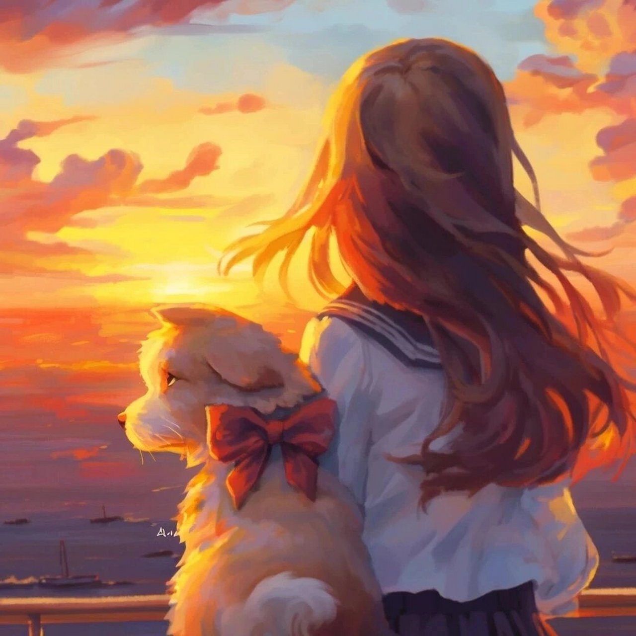 背影女头 萌宠与她～ #动漫女头# #温柔女头