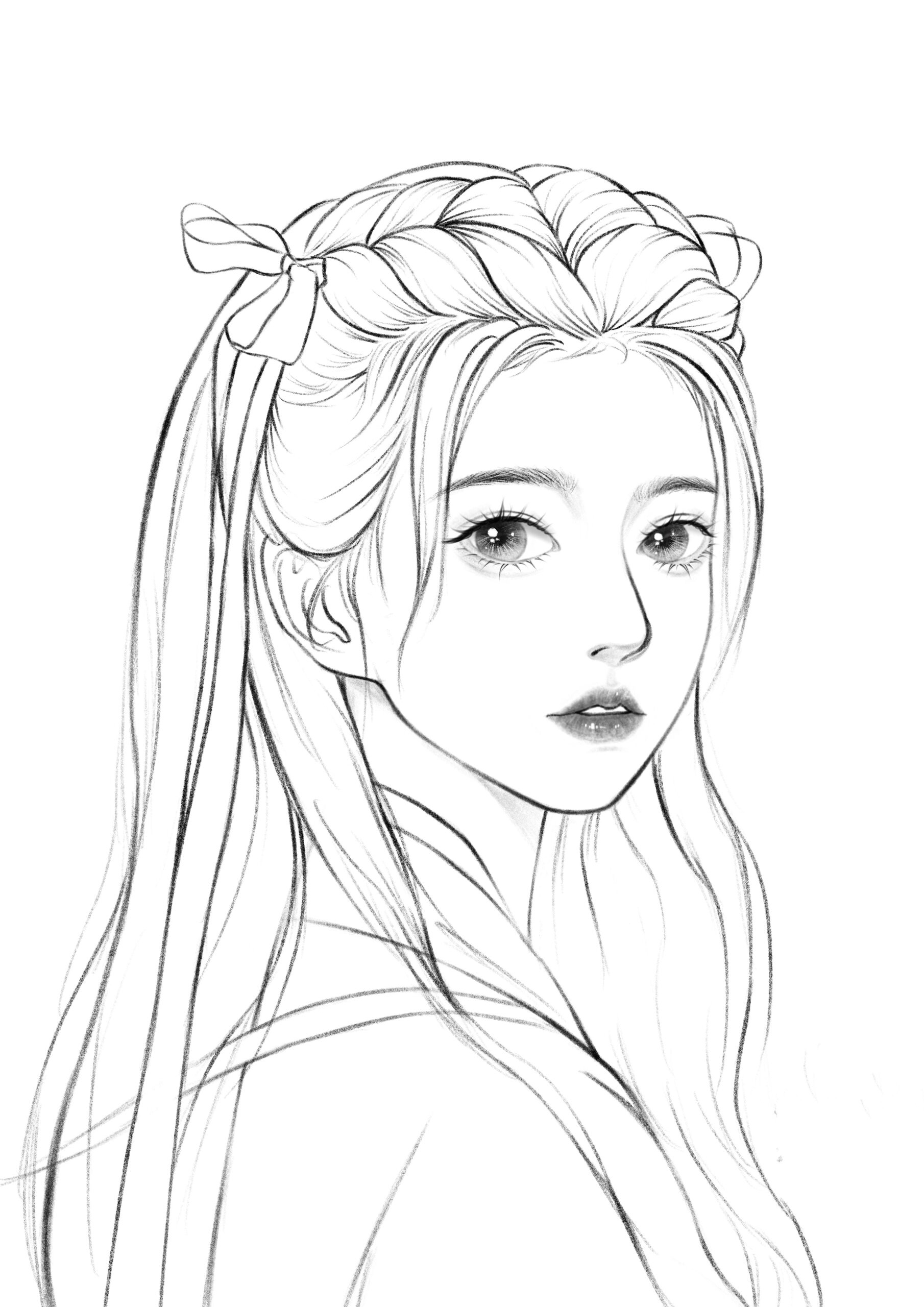 少女头像线稿