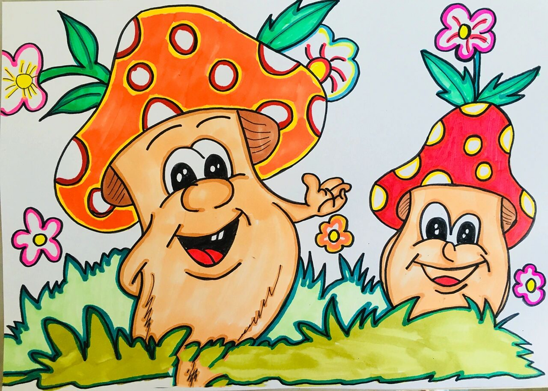 儿童简笔画-57.蘑菇(带线稿) 每天坚持打卡,加油949494