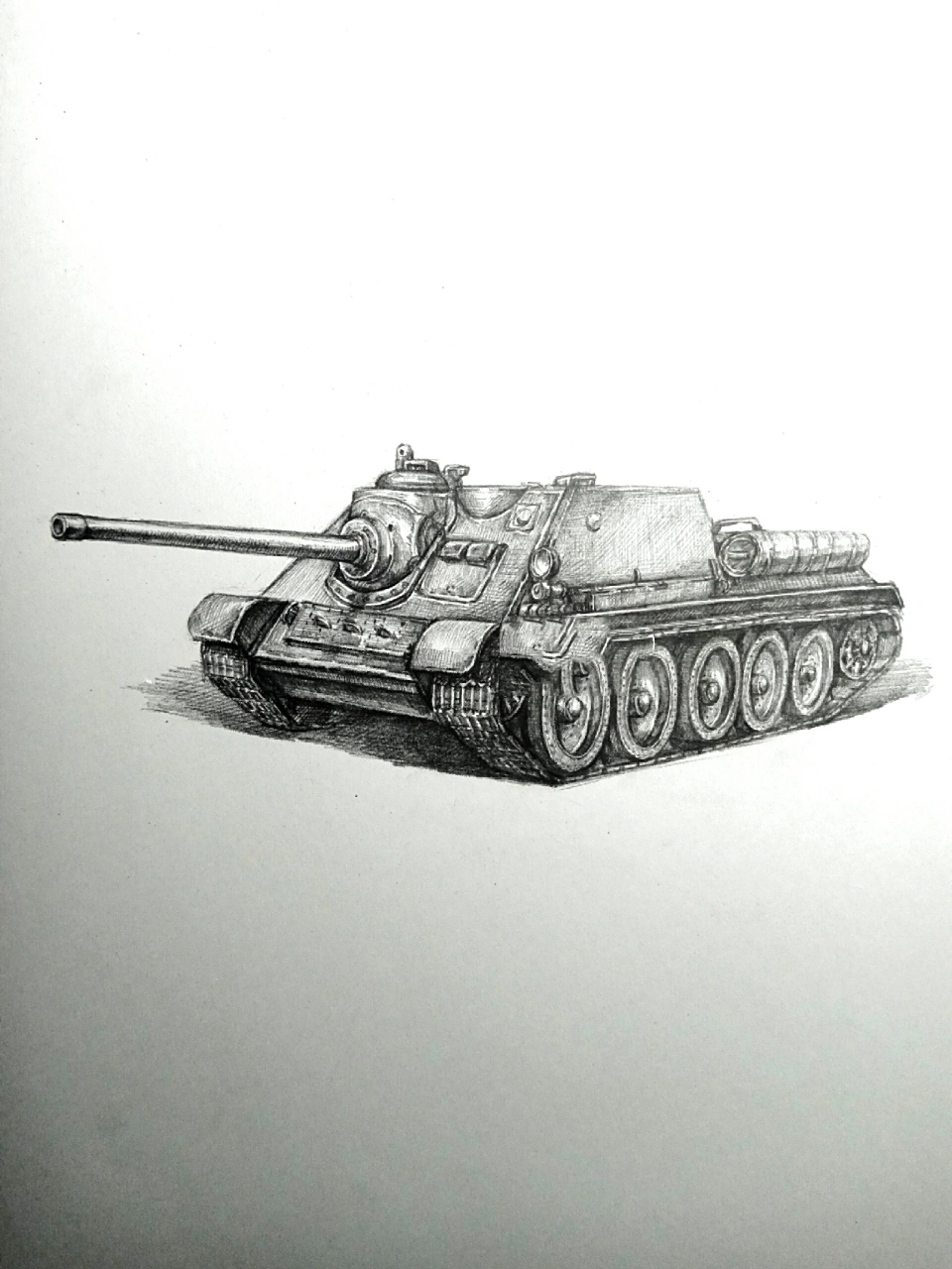 su-85自行反坦克炮(素描手绘插画) 画一款非常有代表性,也是我个人很