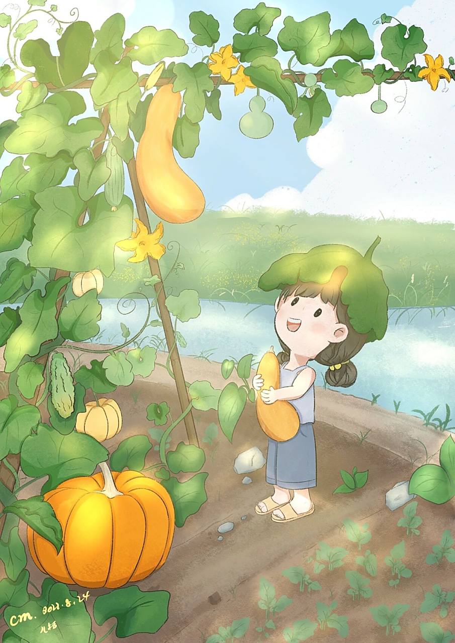 原创插画——我的小菜园 想拥有一个自己的小菜园,春天播种,然后等待