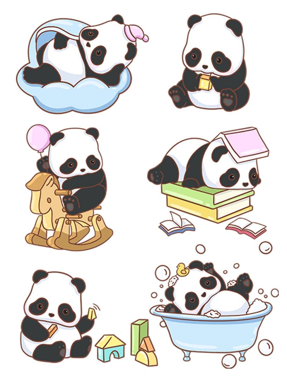 国宝|可爱呆萌卡通大熊猫插画免扣素材分享  揭秘!