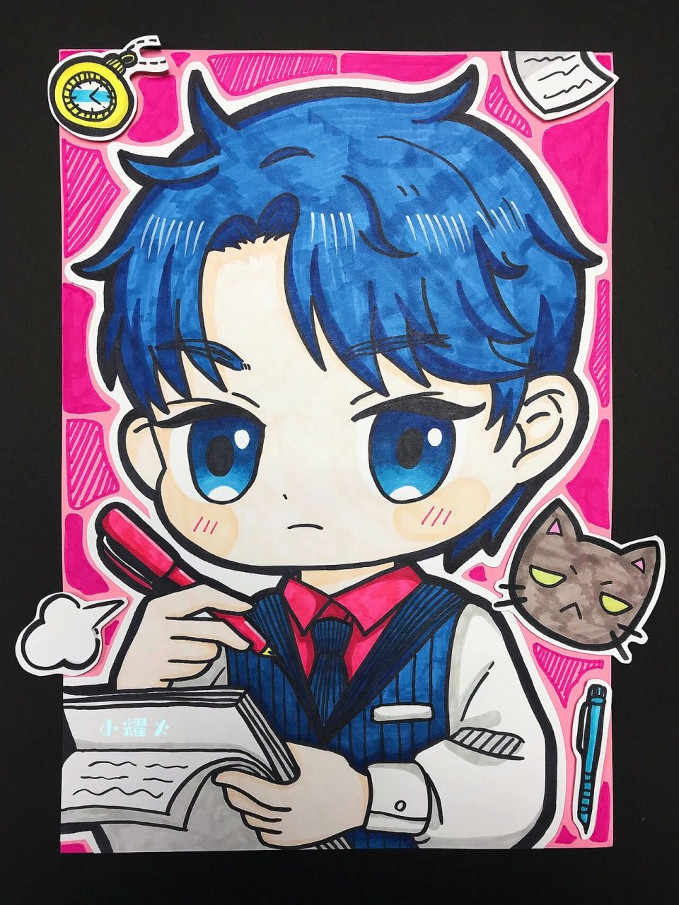 动漫男生半身|马克笔手绘 动漫临摹,男生半身像.