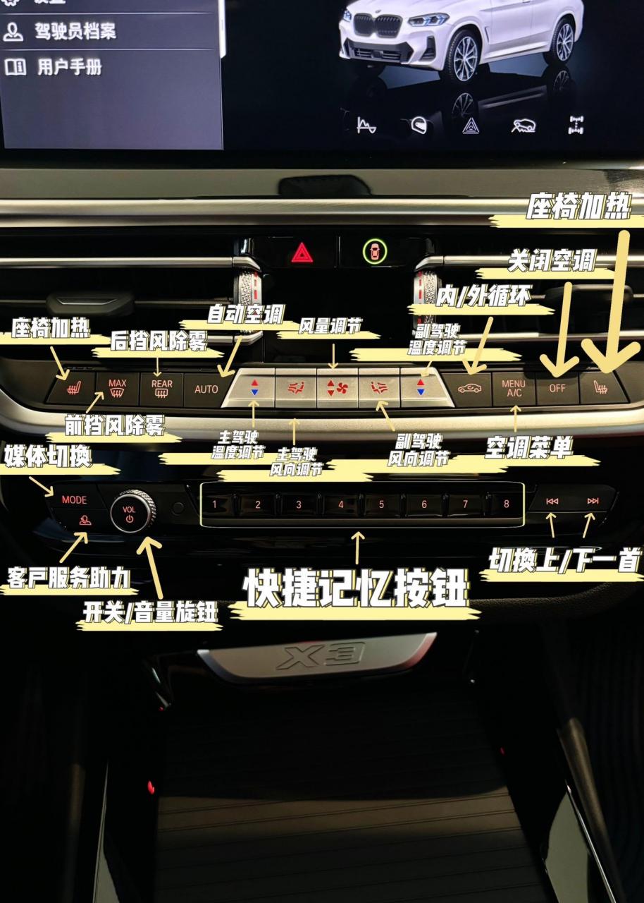 宝马x3车内按键功能解析,建议收藏