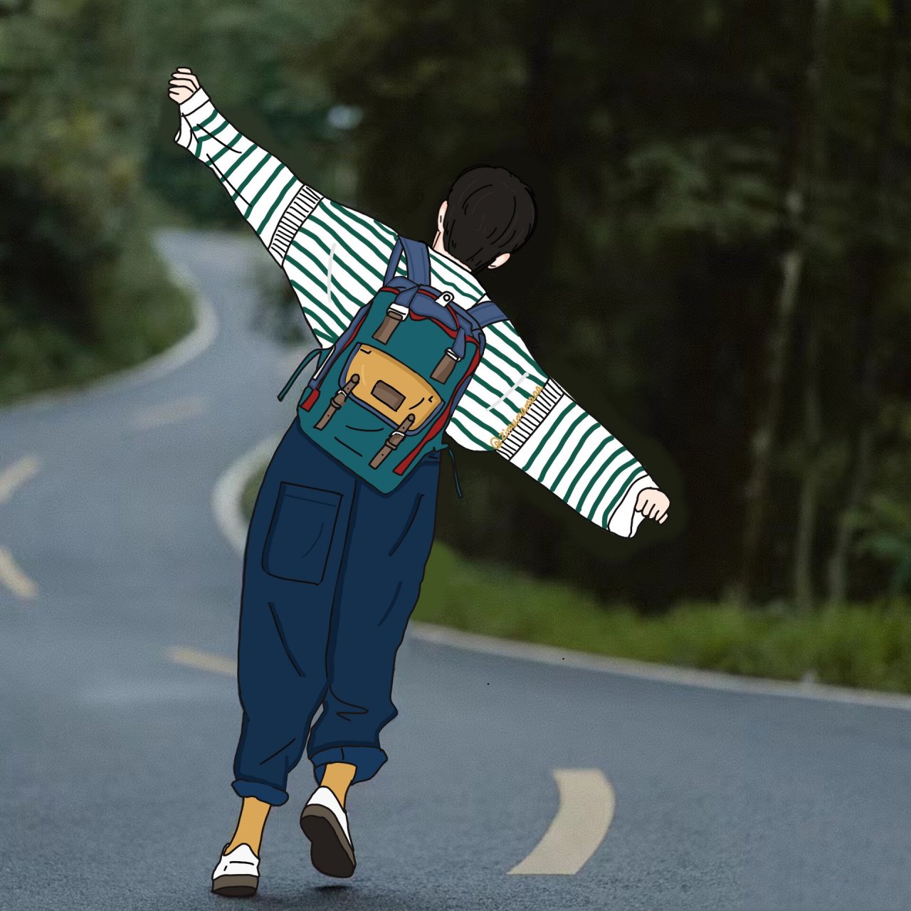 插画头像|这是一组背影情头 你们要的男头画完了,一对背影情头请查收