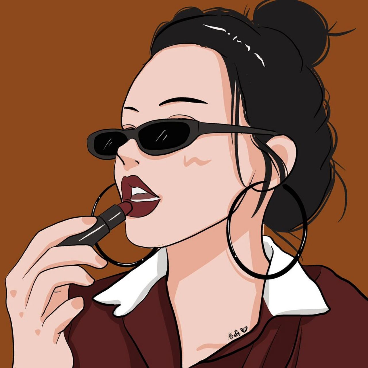 插画 | 头像 |做一个又酷又飒的女孩 图片可做个人头像,个人壁纸 92