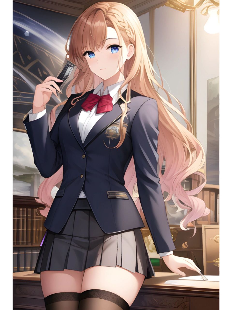 蓝黑系连衣短裙女,动漫二次元绘画人物