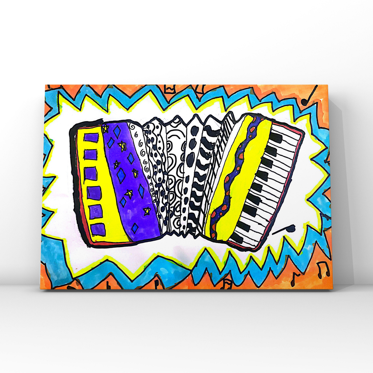 《美妙的手风琴》儿童画 创意美术 适合年龄::5～7岁