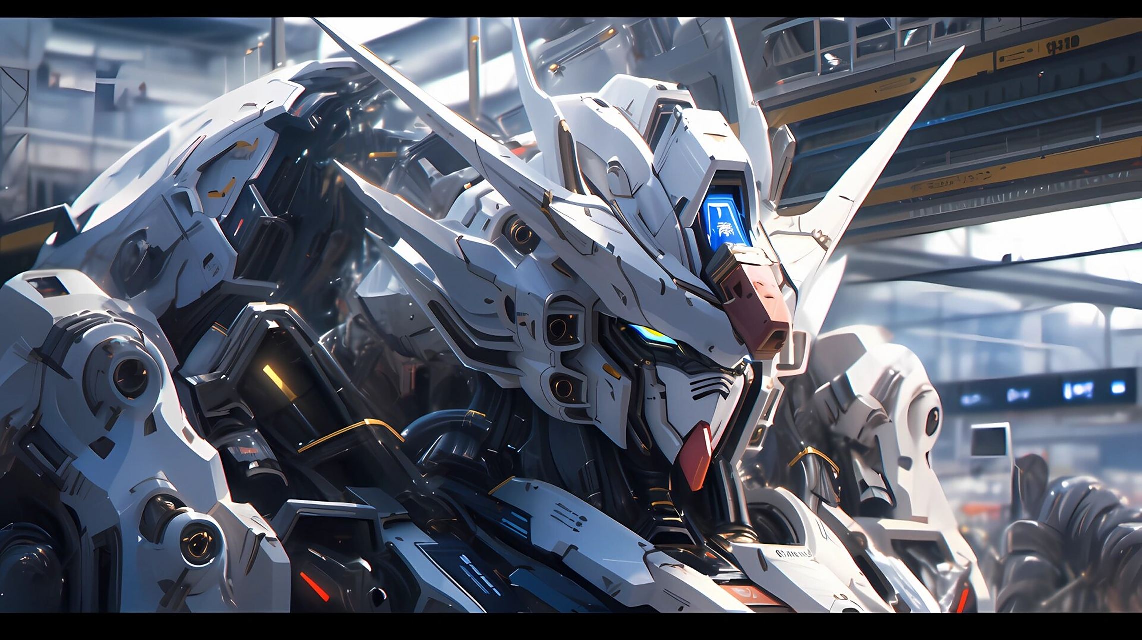 16:9电脑壁纸 gundam高清 4k ai绘画第七天:纯白高达特写