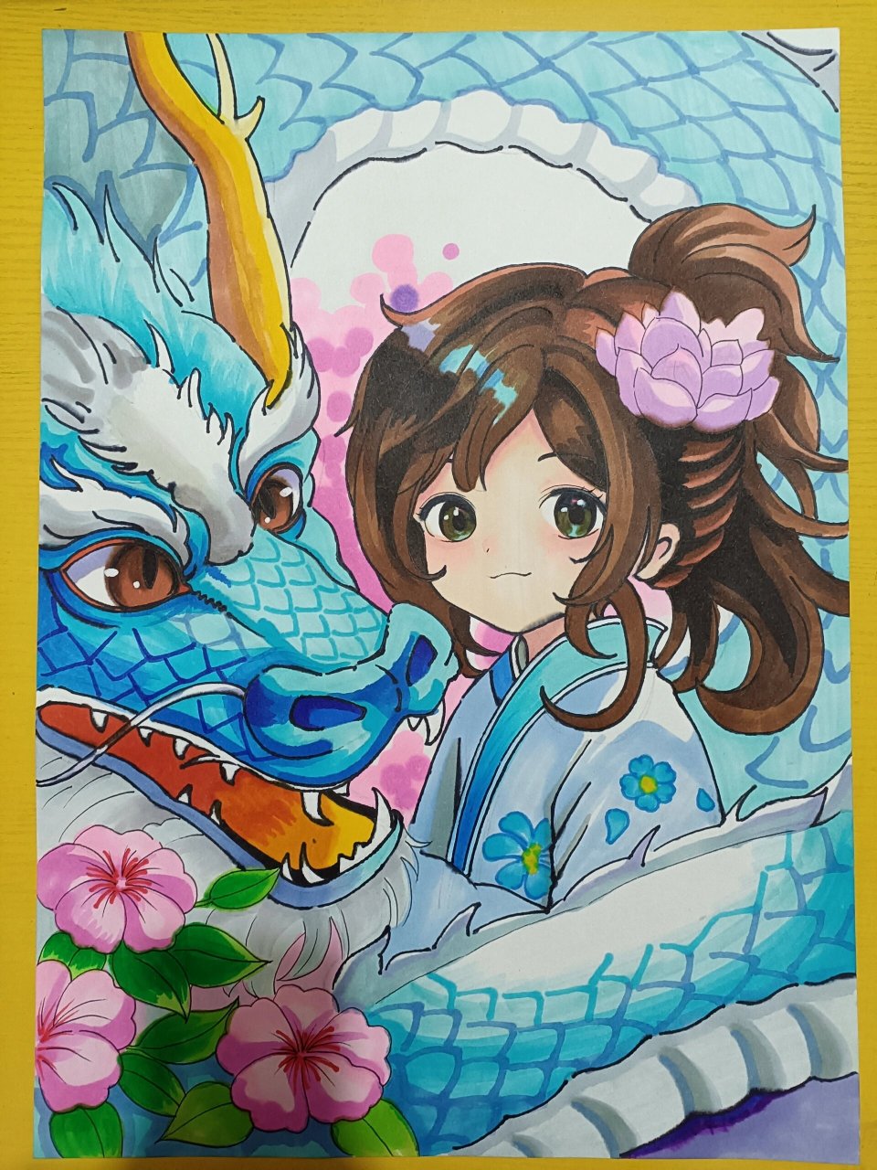 龙年龙女 临摹作品,原作者@9898楚楚9898 儿童画,动漫人物