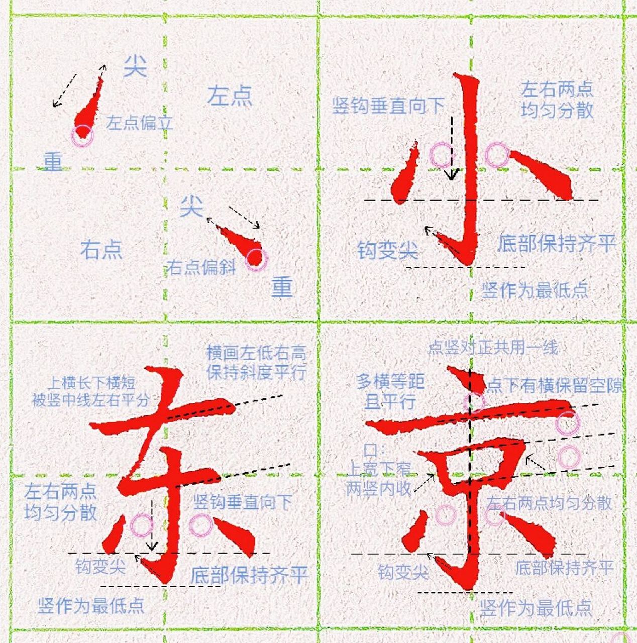 第八课:左点,右点的练习 73"点"是书法中最重要的笔画.