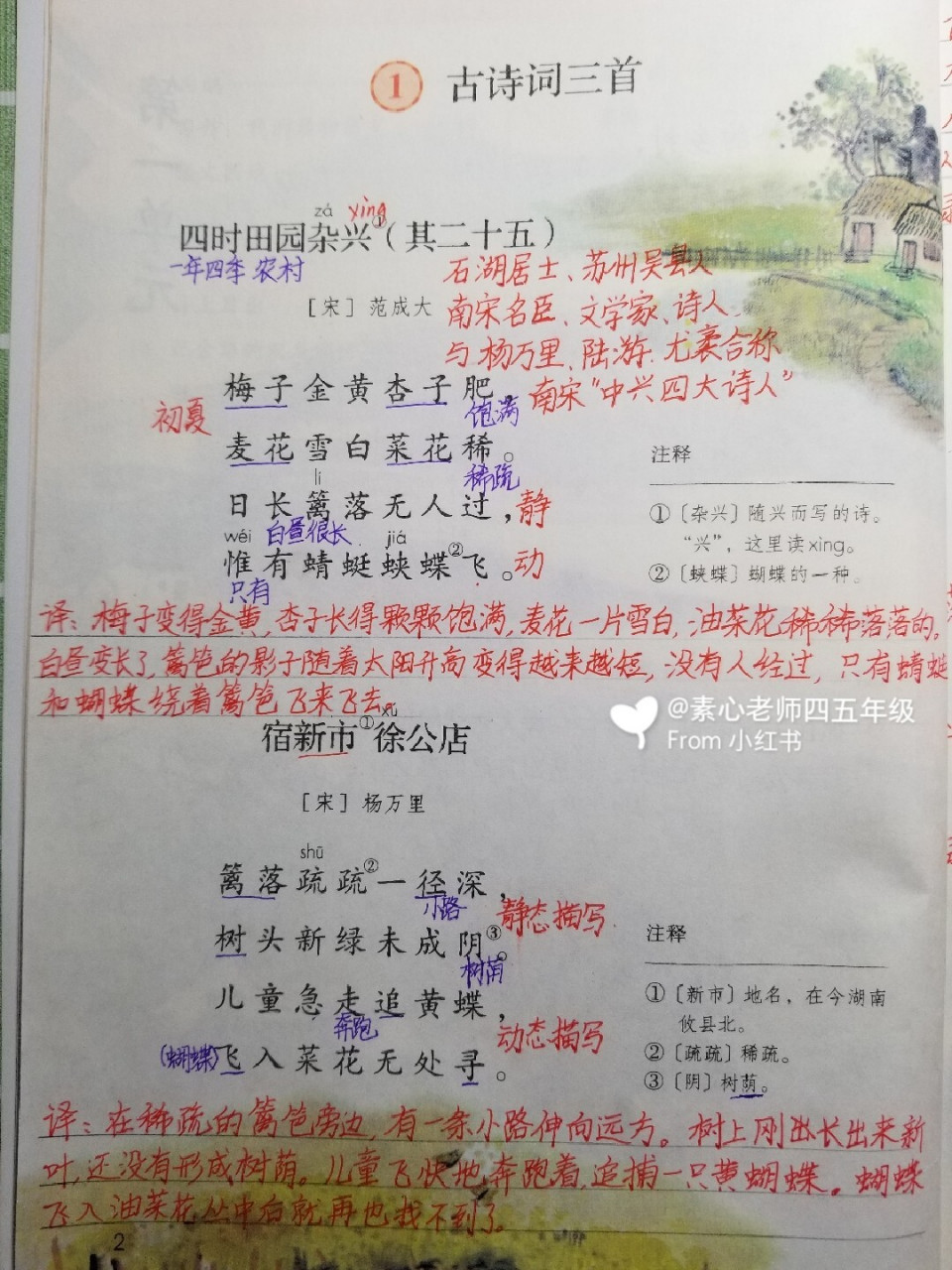 四年级下册第1课《古诗词三首》直播笔记 每晚七点四年级,八点五年级