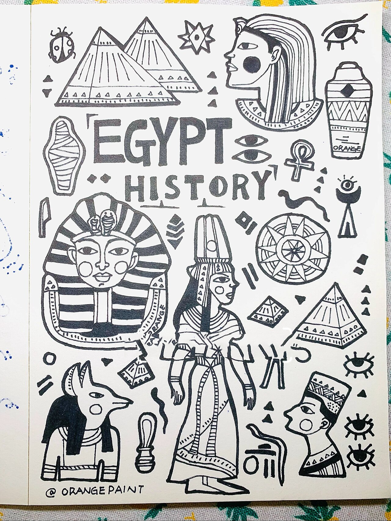 零基础手绘|埃及法老的秘密|简笔画|贴纸