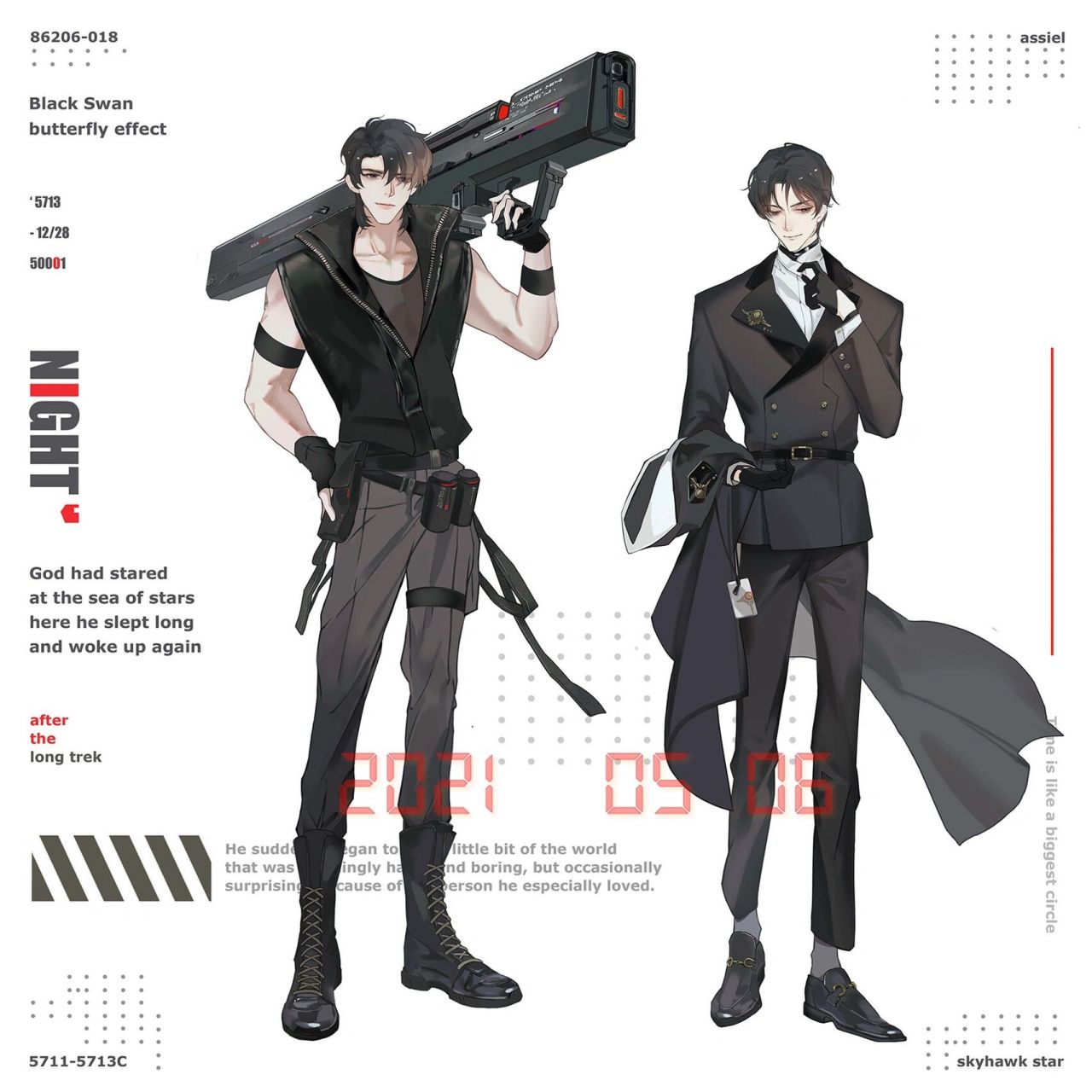 后会有期,无名的朋友|木苏里《黑天》 去年给锦瑟闻香画的立牌