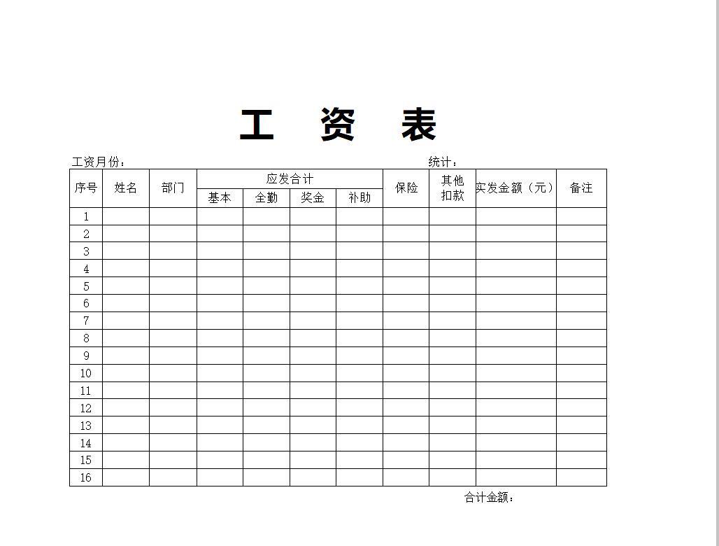 简单工资表表格制作图片