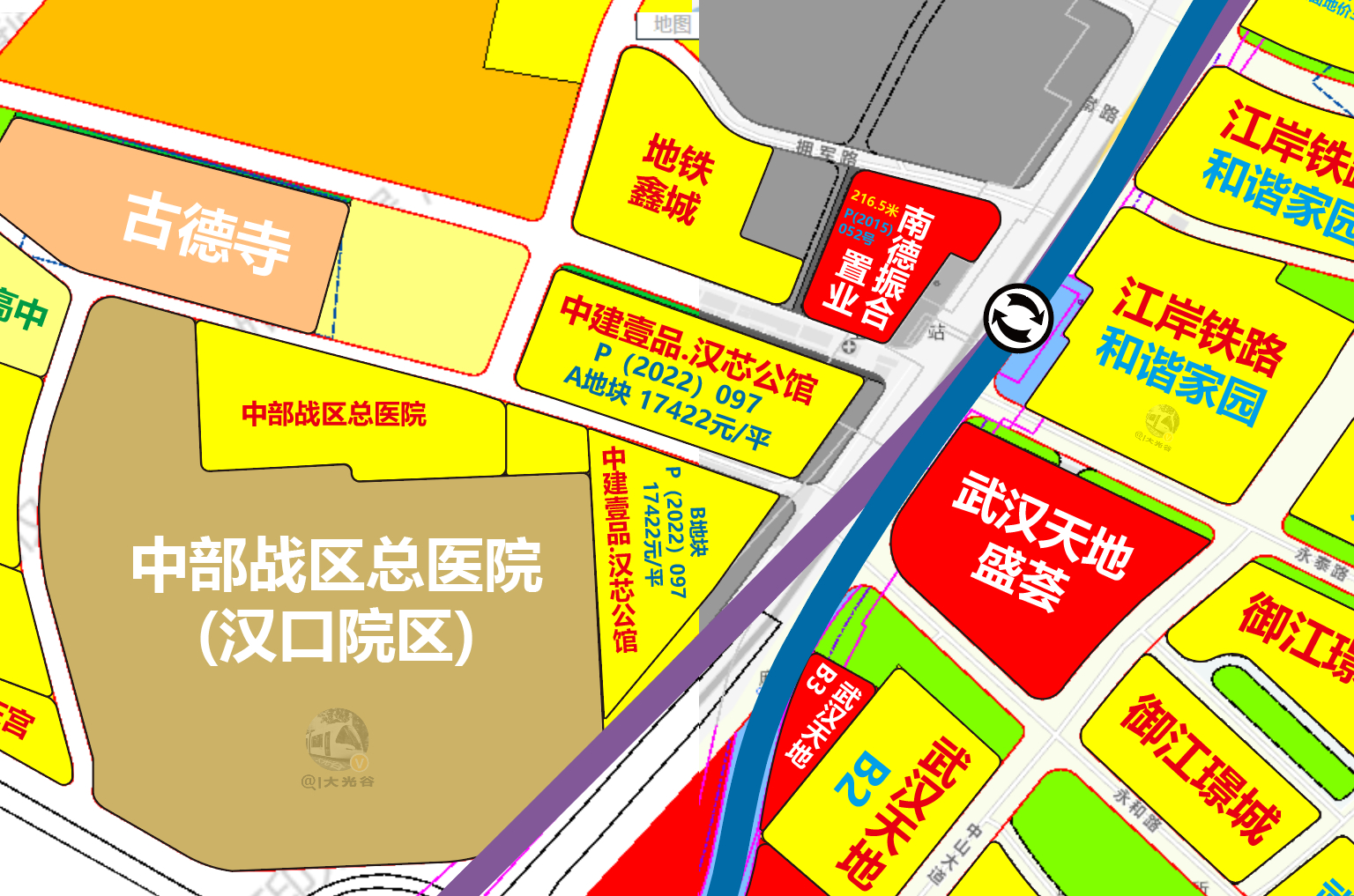 壹品汉芯公馆的规划方案,该项目位于江岸区解放大道与新建街交汇处