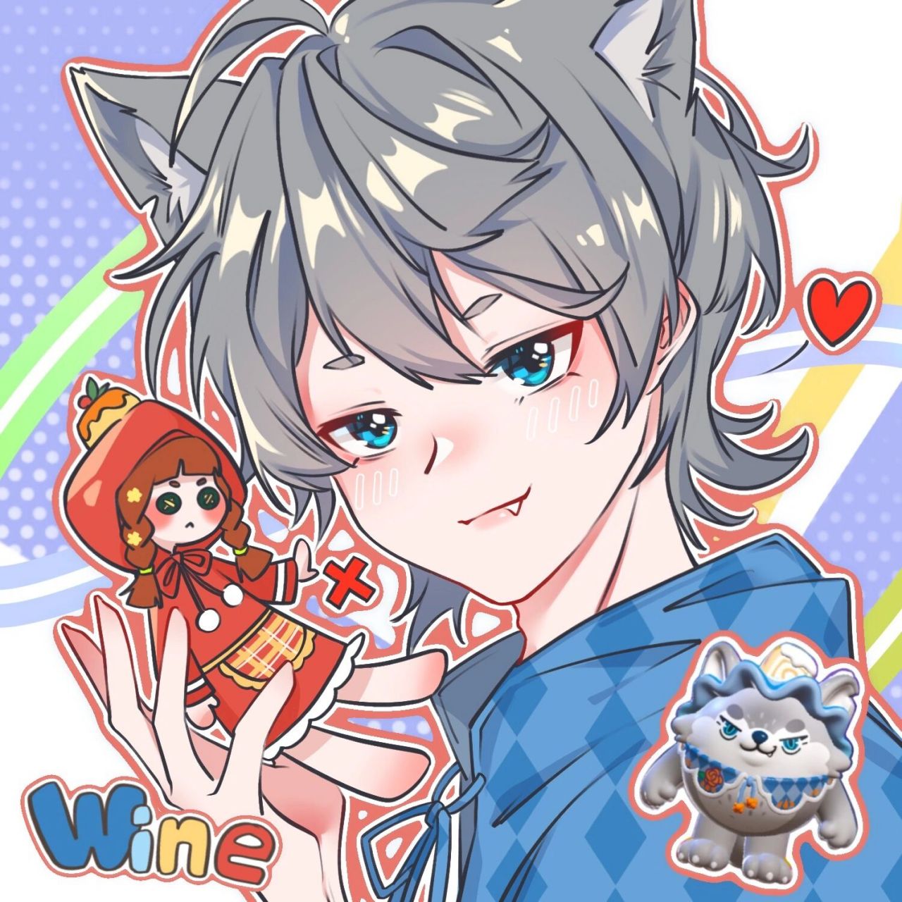 蛋仔派对|大灰狼and小红帽 第一次画情侣头像哈,不好看请见谅 最近