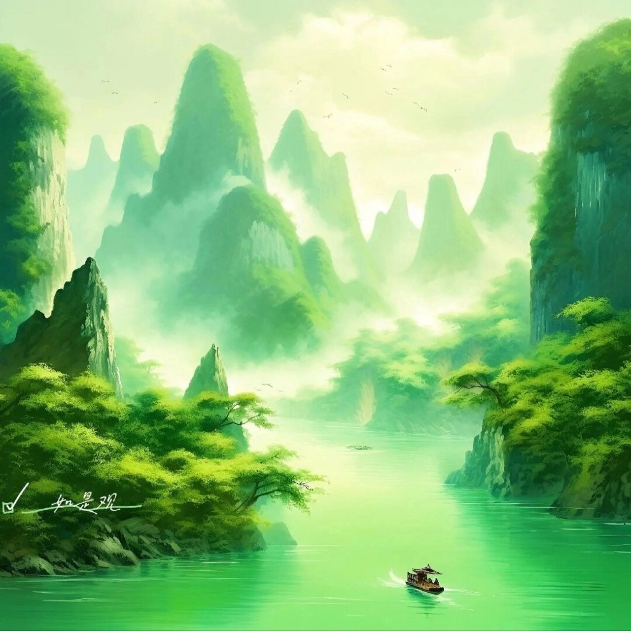 山水头像 千里江山,风景如画,依山傍水,藏风聚气.