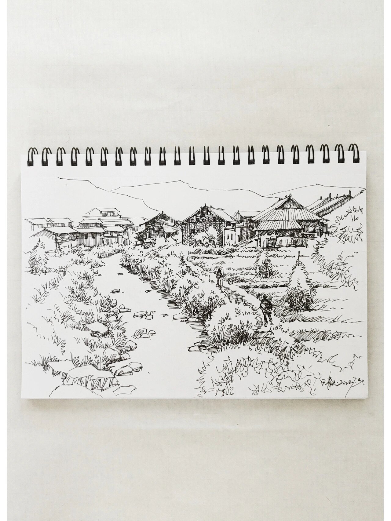 刚画的乡村速写附对照图,希望对你有所帮助 昨天画的一张作品,把对照