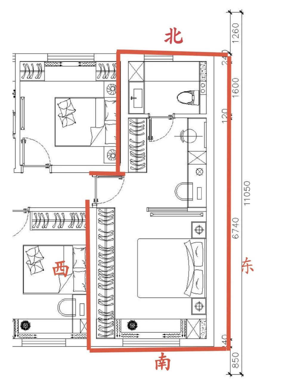 老公喜欢图2,我也觉得布局挺好,就是有个说法床头朝西不好.
