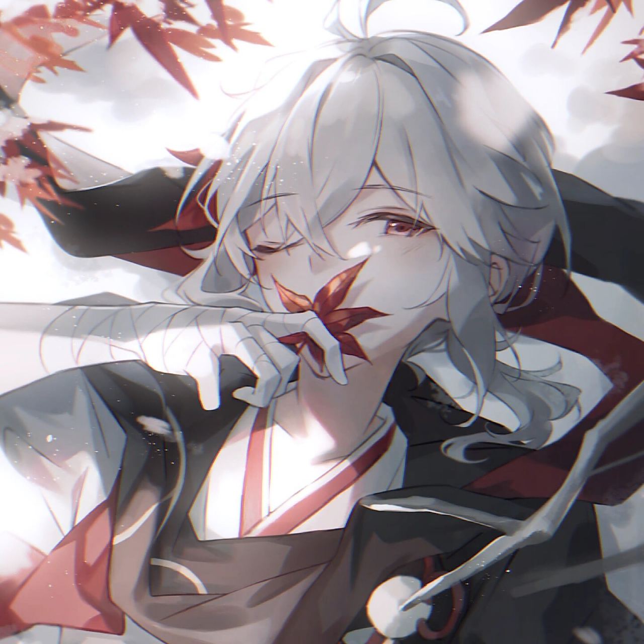 原神枫原万叶 动漫头像 "我很喜欢枫叶,可惜枫叶红时总多离别.