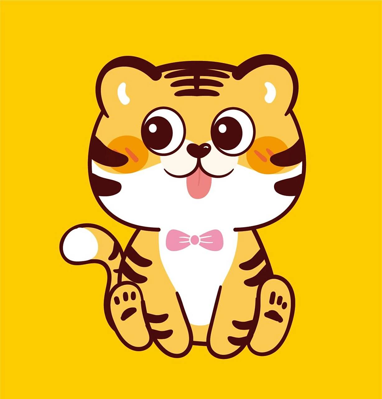 一家五口小老虎卡通可爱三孩 虎小宝——微信表情包可下载 可复制转发