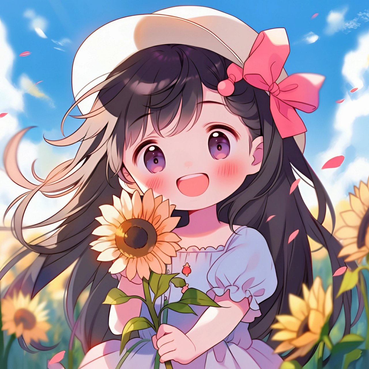 向日葵女生头像 向日葵花语:入目无他人,四下皆是你.