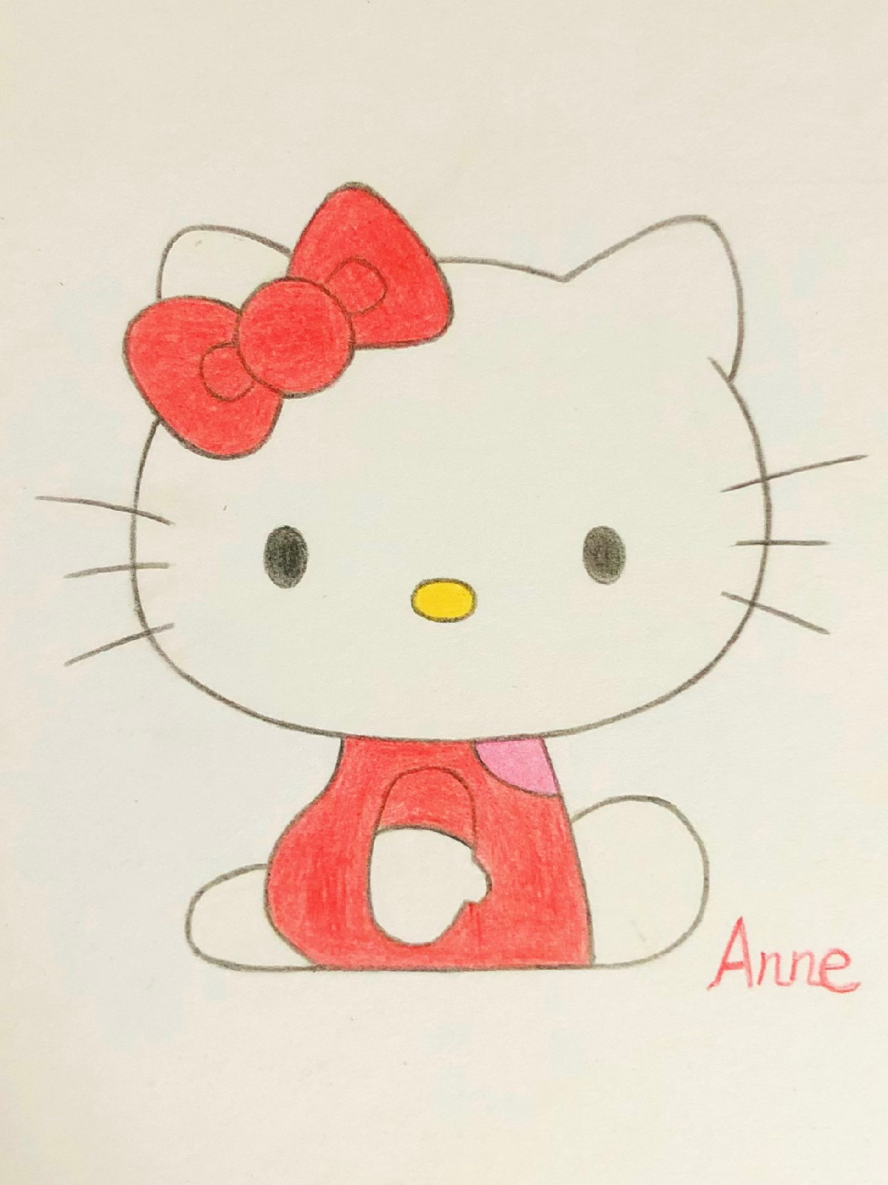 卡通简笔画hellokitty彩铅画