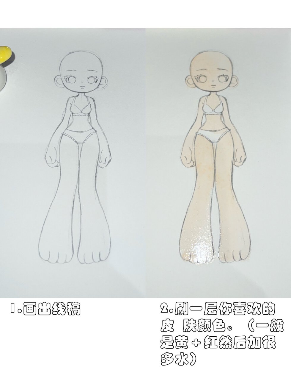 纸人模的教程来啦! p8,9分别是线稿和成图.