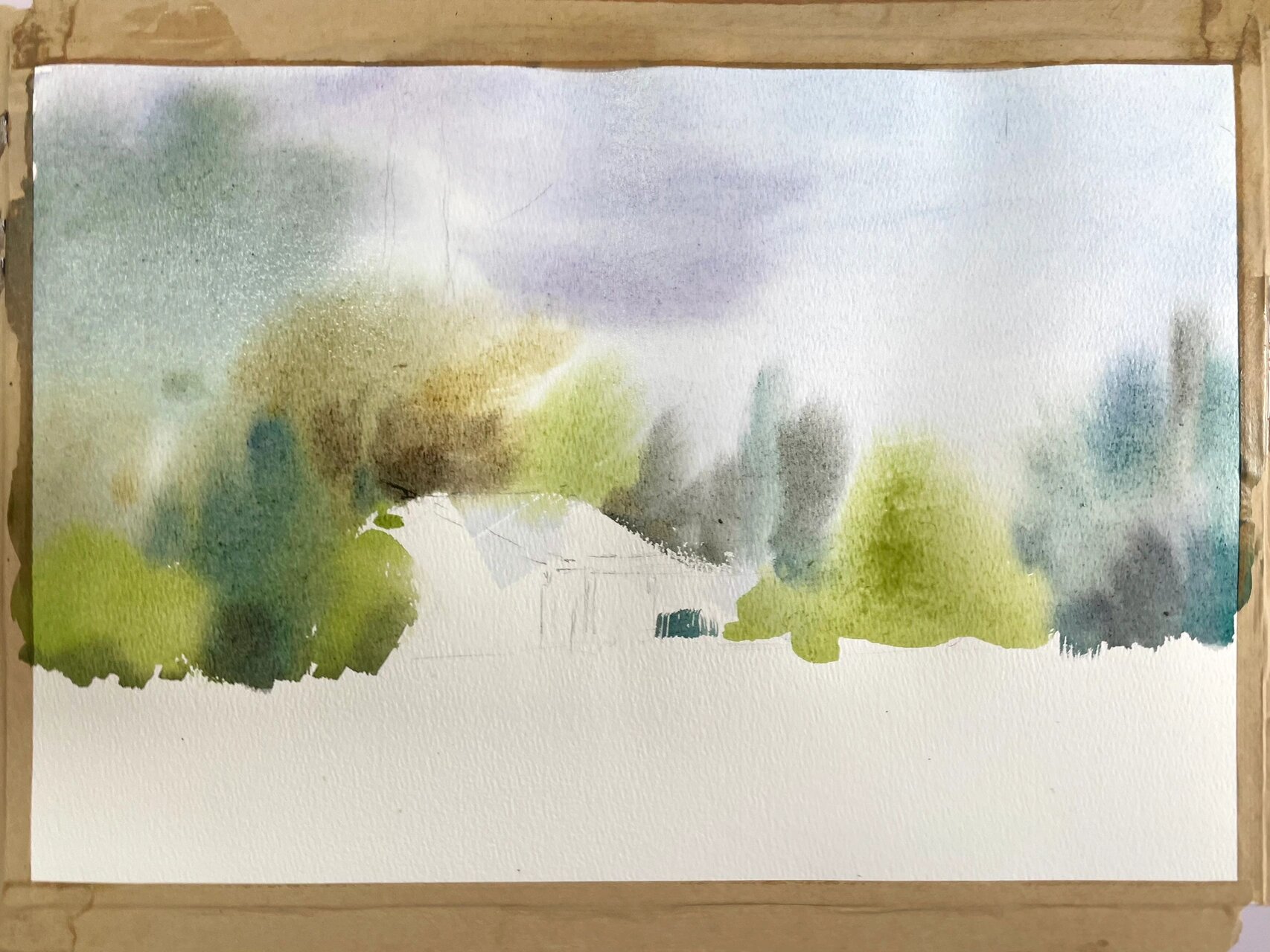 水彩风景 | 乡村老房子 附过程图 喜欢的素材,要马上画～ 素材来自