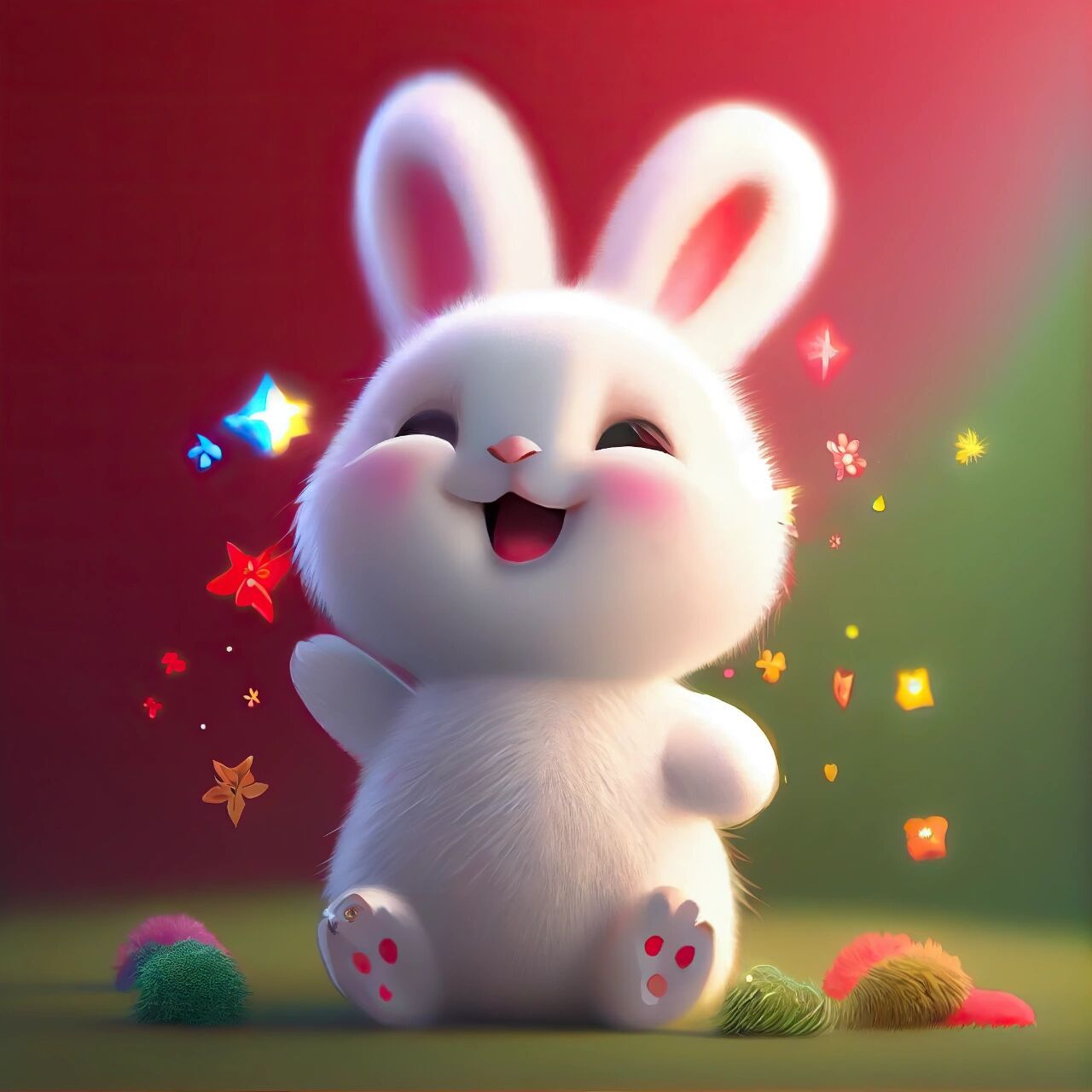 这只小兔子好快乐呀 做一只快乐的小兔子,无忧无虑,多好