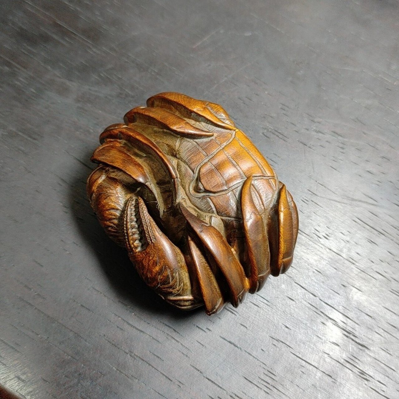 黄杨木老螃蟹 黄杨木老螃蟹一只 摆件 木雕 手把件