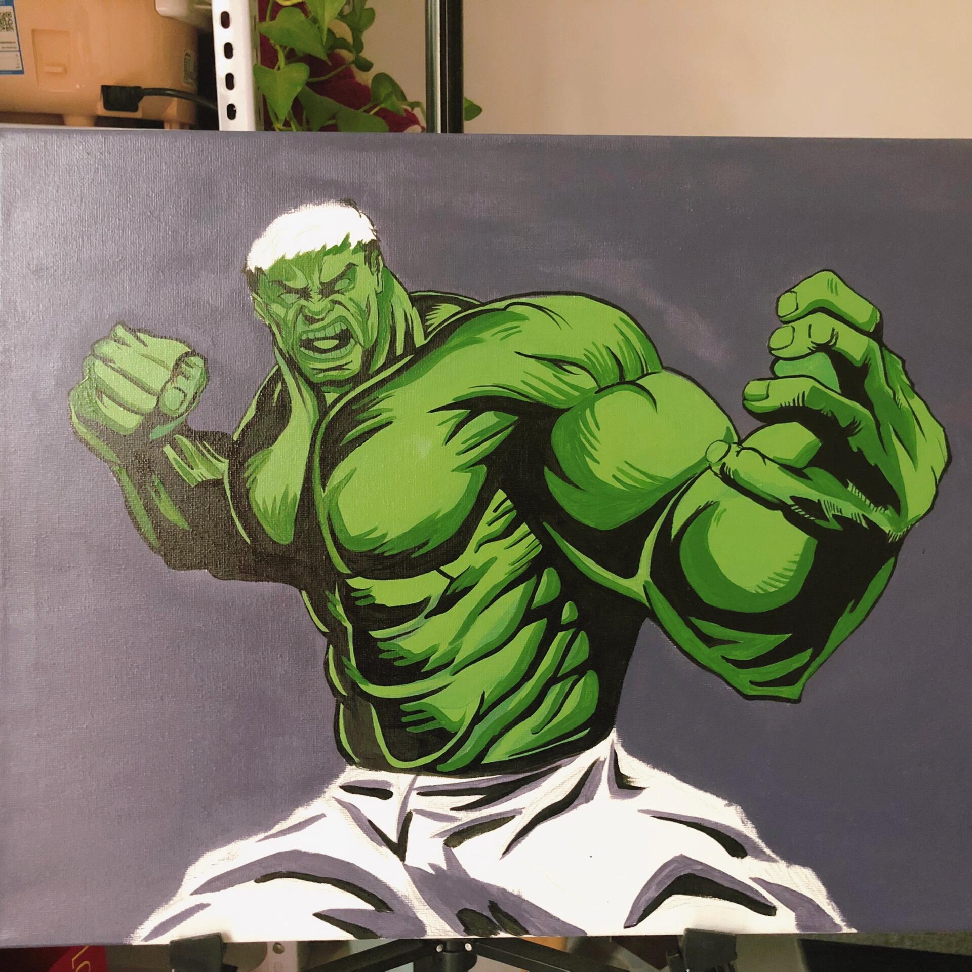 漫威英雄～绿巨人丙烯绘画