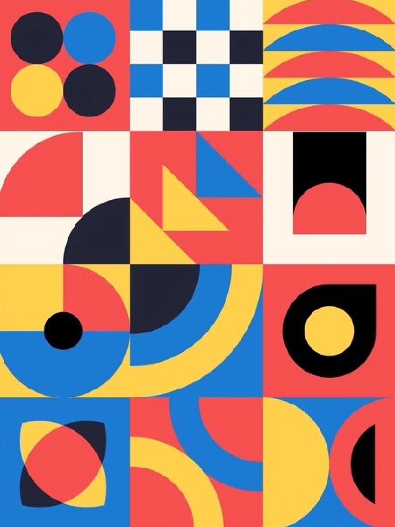 包豪斯基础图案图形设计 平面构成灵感素材