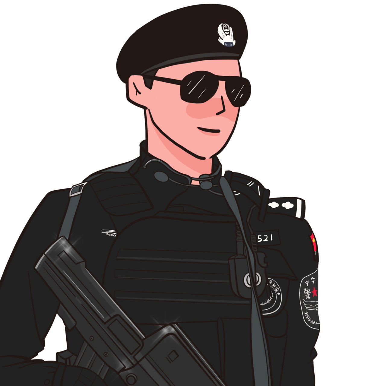 警察小哥哥 | 插画头像手绘头像 原型是白敬亭 我说是就是 真的好帅呀
